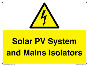 Solar PV System and Mains Isolators